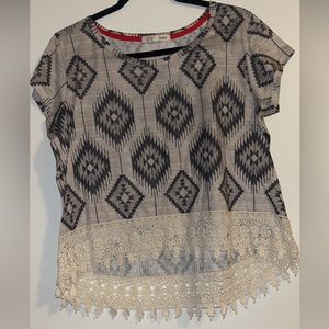 Rewind Top | Western Aztec Tribal Print Top | Size: L